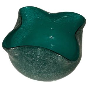 Seguso Murano Fazzoletto Pulegoso Bubbles Green Art Glass Bowl
